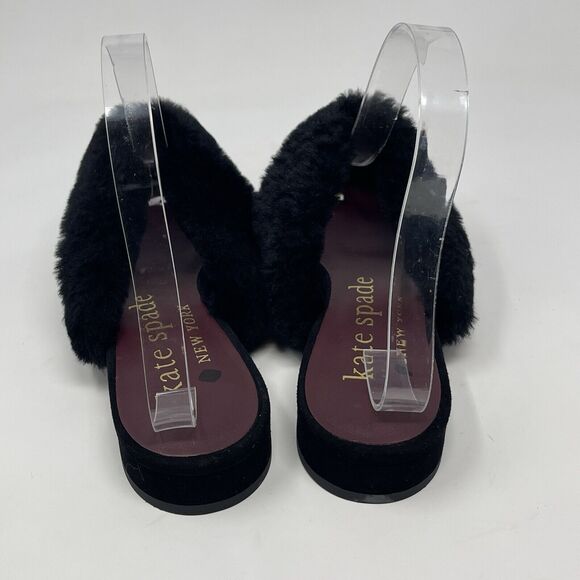 Kate Spade Marielle 2 Furry Mules Flats Womens 8.5 B Black Pointed Toe Shoes - Picture 10 of 15